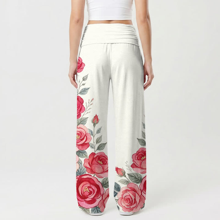 Christianartworkshop Haloed Nun Rose Watercolor Damen-Hose mit weitem Bein - image 1