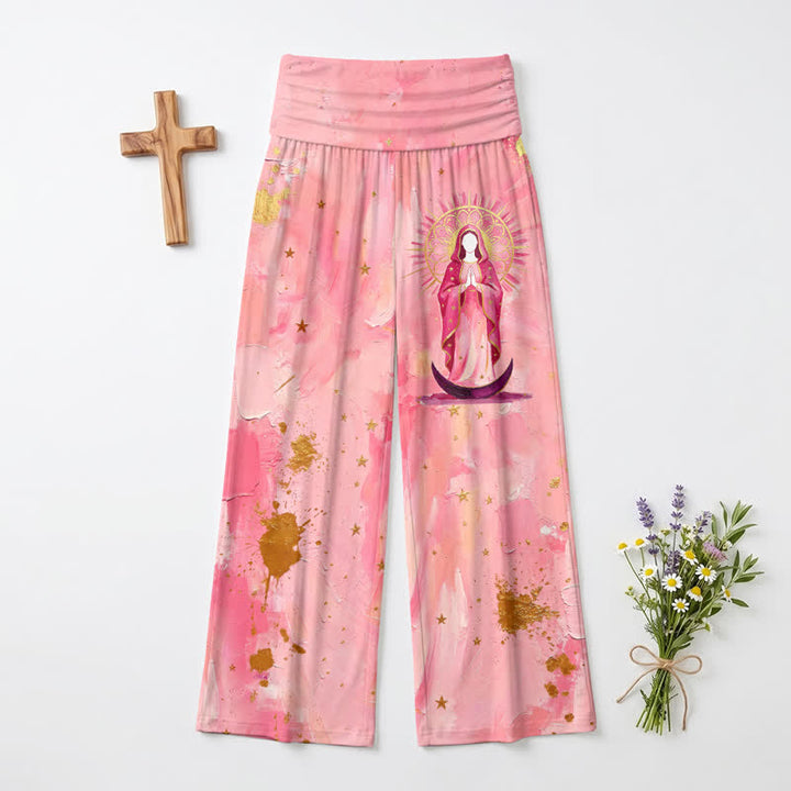 Christianartworkshop Pink Moon Halo Damenhose mit umklappbarem Bund und weitem Bein - US22, UK/AU26, EU54 - image 0