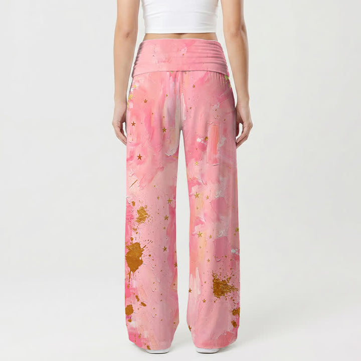 Christianartworkshop Pink Moon Halo Damenhose mit umklappbarem Bund und weitem Bein - image 1