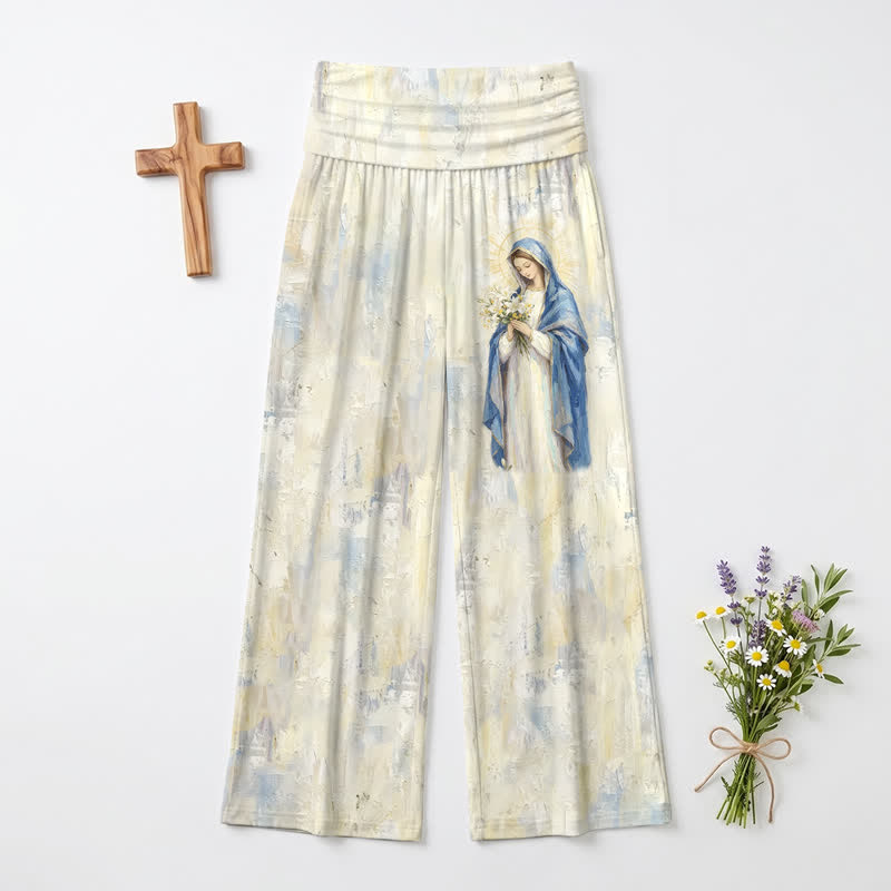 Christianartworkshop Madonna Watercolor Palazzo Damenhose mit weitem Bein - image 2