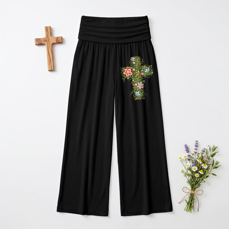 Christianartworkshop Damenhose mit weitem Bein und gekreuztem, umgeschlagenem Bund, floralem Muster - image 8