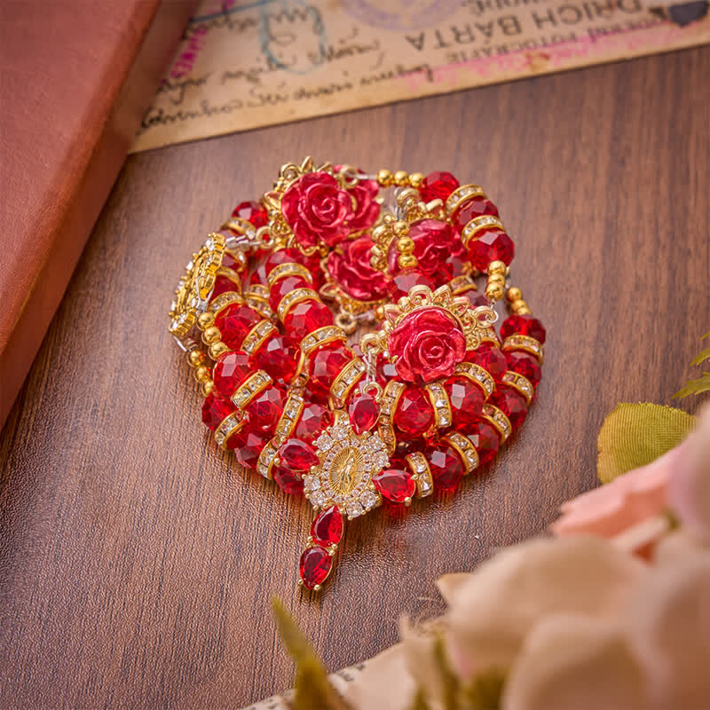Christianartworkshop Rosenkranz mit purpurroter Rose (St. Benedikt): Symbol sanfter himmlischer Gnade - image 5