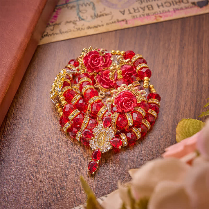 Christianartworkshop Rosenkranz mit purpurroter Rose (St. Benedikt): Symbol sanfter himmlischer Gnade - image 5