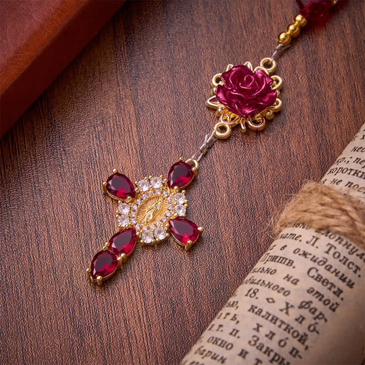 Christianartworkshop Rosenkranz mit purpurroter Rose (St. Benedikt): Symbol sanfter himmlischer Gnade - image 8
