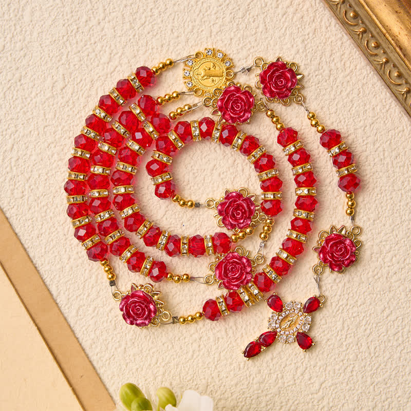 Christianartworkshop Rosenkranz mit purpurroter Rose (St. Benedikt): Symbol sanfter himmlischer Gnade - image 4
