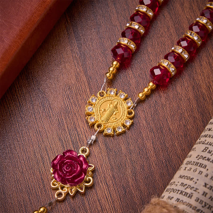 Christianartworkshop Rosenkranz mit purpurroter Rose (St. Benedikt): Symbol sanfter himmlischer Gnade - image 7