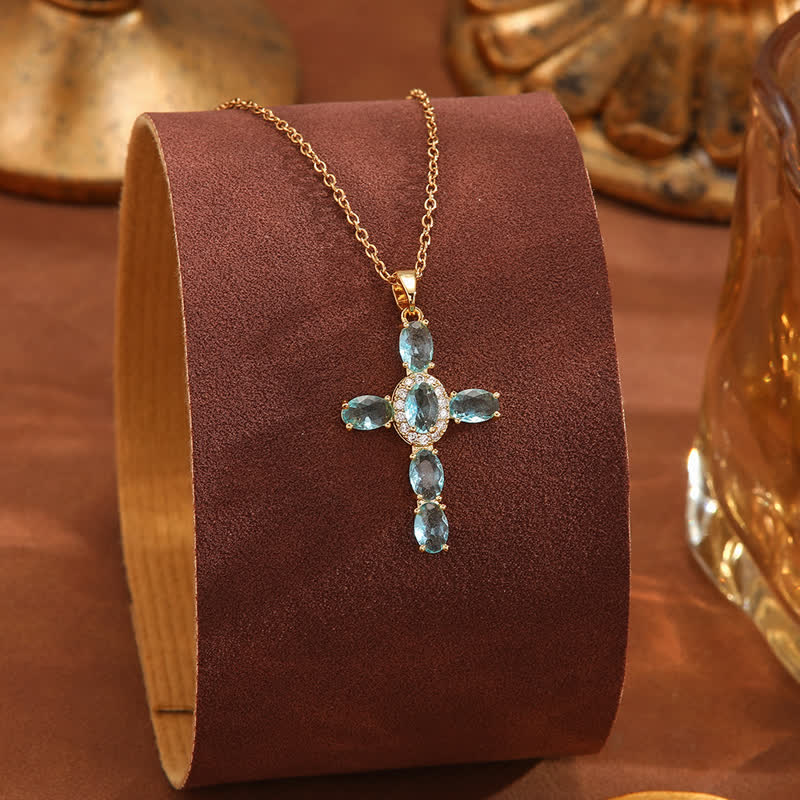 Christianartworkshop Heiliges Edelsteinkreuz-Halskette: Symbol des beständigen Friedens - Hellblau - image 12