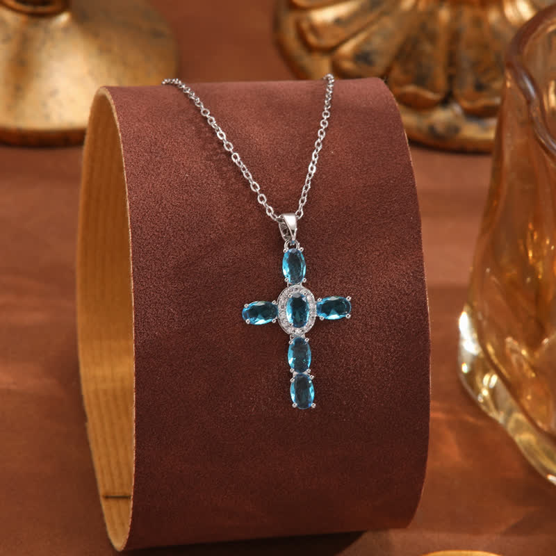 Christianartworkshop Heiliges Edelsteinkreuz-Halskette: Symbol des beständigen Friedens - Dunkelblau - image 14
