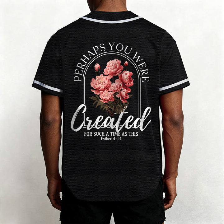 Christianartworkshop „Vielleicht wurdest du gerade für eine Zeit wie diese geschaffen“ Esther 4,14 Baseballtrikot mit Pfingstrosen-Glaubensmotiv und Knöpfen - image 12