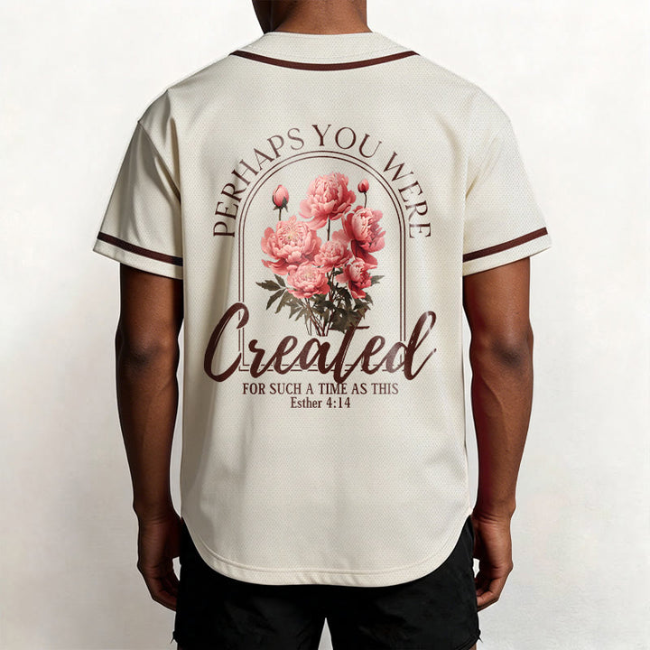Christianartworkshop „Vielleicht wurdest du gerade für eine Zeit wie diese geschaffen“ Esther 4,14 Baseballtrikot mit Pfingstrosen-Glaubensmotiv und Knöpfen - image 19