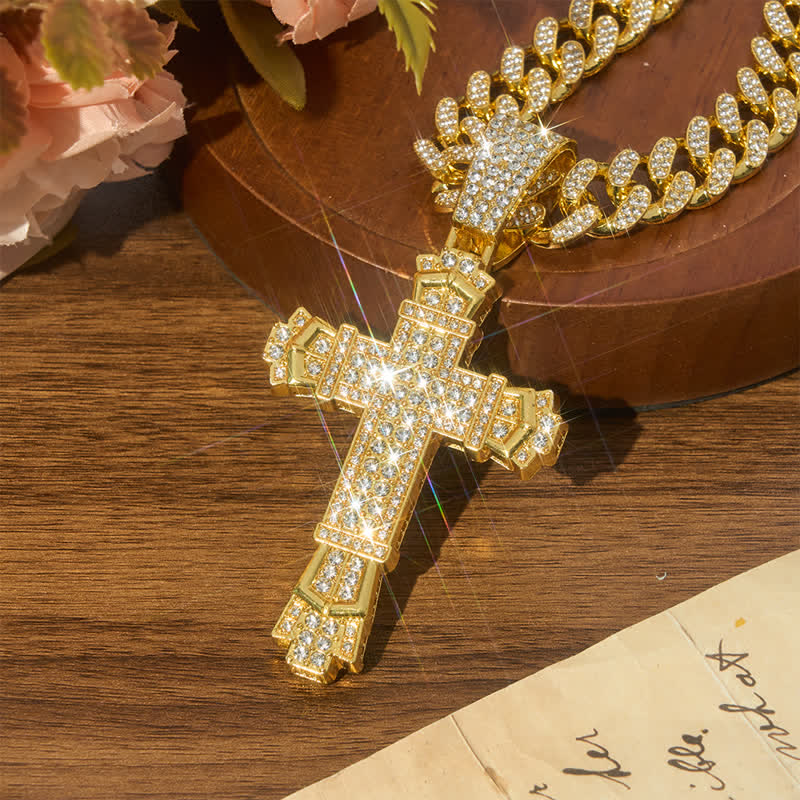 Christianartworkshop Heilige, eisverzierte Kreuzkette aus Legierung im kubanischen Stil: Symbol des ruhigen, beständigen Friedens - image 2