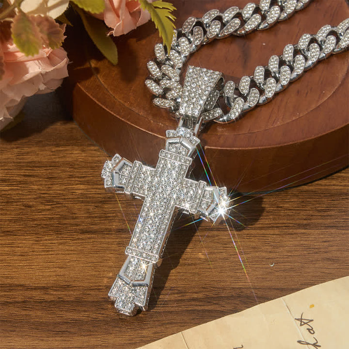 Christianartworkshop Heilige, eisverzierte Kreuzkette aus Legierung im kubanischen Stil: Symbol des ruhigen, beständigen Friedens - image 4