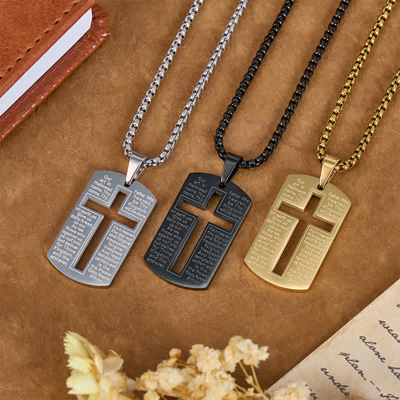 Christianartworkshop Halskette mit ausgeschnittenem Kreuz und Bibelvers: Zeichen göttlichen Schutzes - image 0