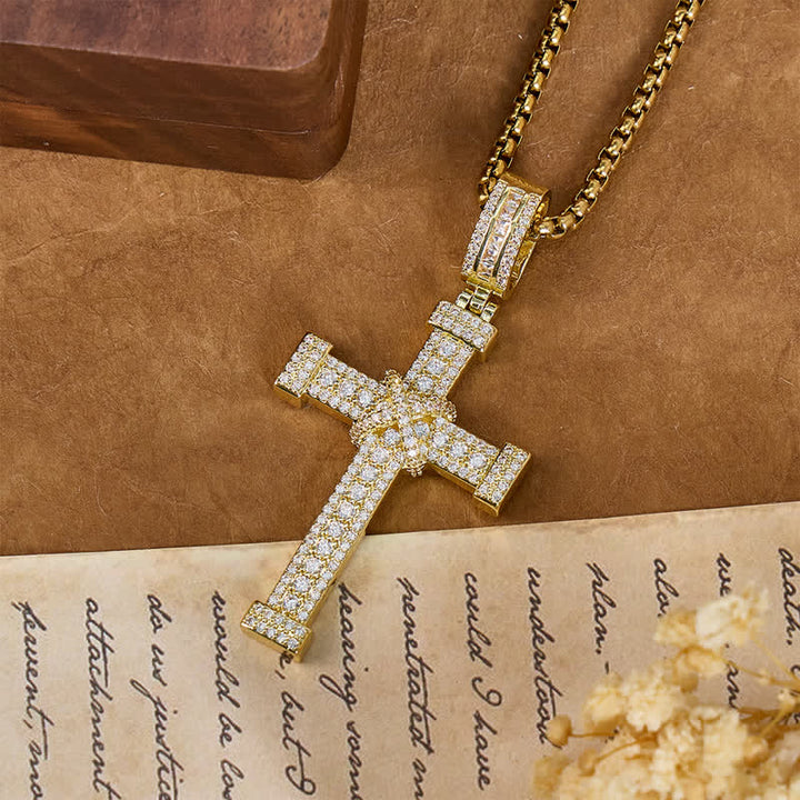 Christianartworkshop Funkelnde Kreuzkette aus Kupfer mit Vollsteinbesatz: Zeichen himmlischen Segens - image 4