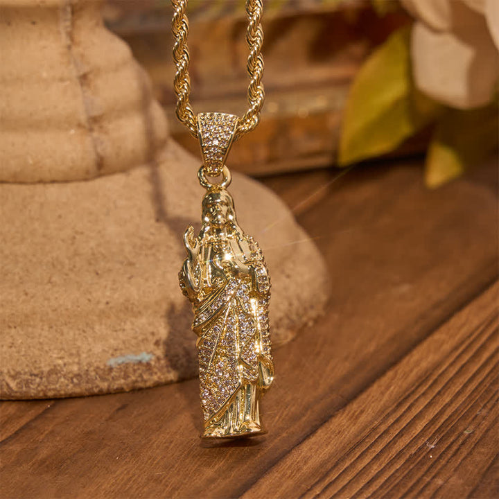 Christianartworkshop Halskette mit Anhänger in Form des Heiligen Herzens Jesu aus Kristall: Zeichen göttlichen Schutzes - Jesus - image 0