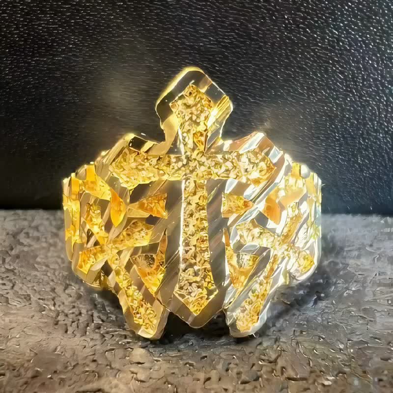 Christianartworkshop Robuster Edelstahlring mit Kreuzmotiv: Zeichen himmlischen Segens - US 11 - image 0