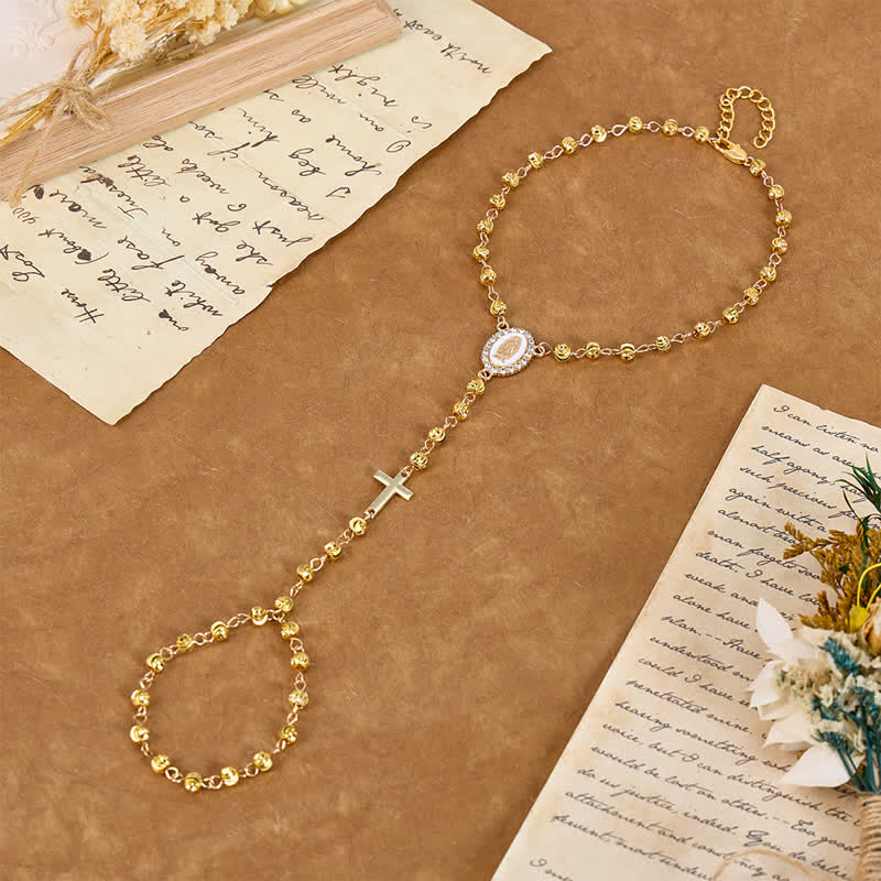 Christianartworkshop Heilige Marienmedaille mit Perlenkette: Symbol des beständigen Friedens - Golden - image 6