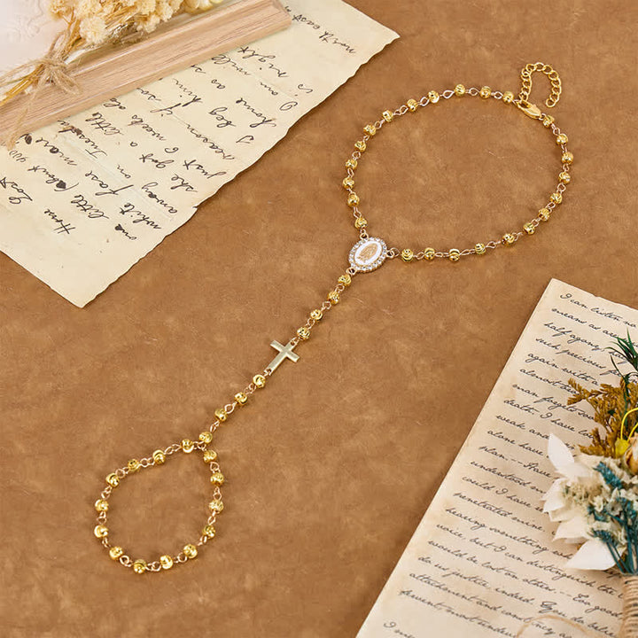 Christianartworkshop Heilige Marienmedaille mit Perlenkette: Symbol des beständigen Friedens - Golden - image 6