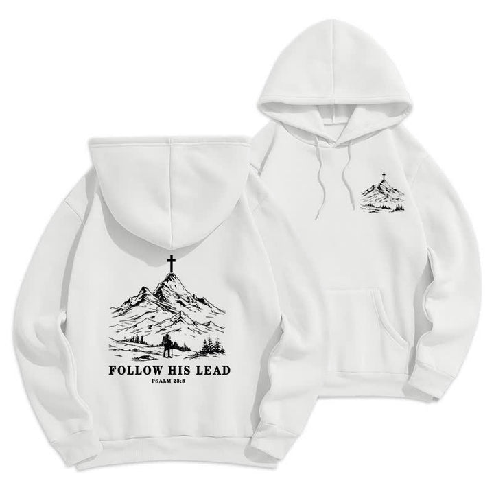 Christianartworkshop Folge seinem Beispiel – Mountain Cross Pullover Hoodie - Weiß - 2XL - image 3