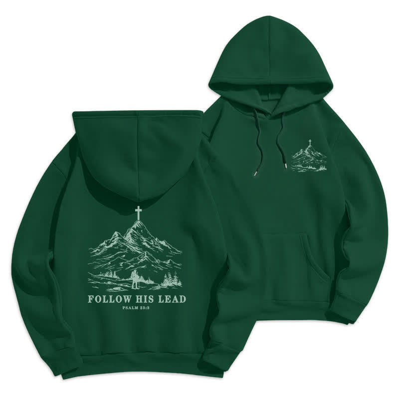 Christianartworkshop Folge seinem Beispiel – Mountain Cross Pullover Hoodie - Grün - 2XL - image 9