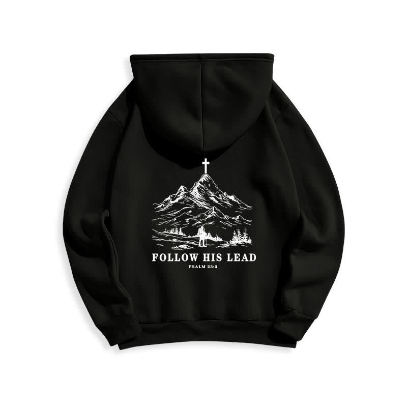Christianartworkshop Folge seinem Beispiel – Mountain Cross Pullover Hoodie - image 1
