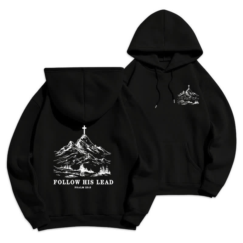 Christianartworkshop Folge seinem Beispiel – Mountain Cross Pullover Hoodie - Schwarz - 2XL - image 0