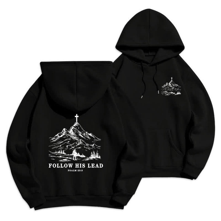 Christianartworkshop Folge seinem Beispiel – Mountain Cross Pullover Hoodie - Schwarz - 2XL - image 0