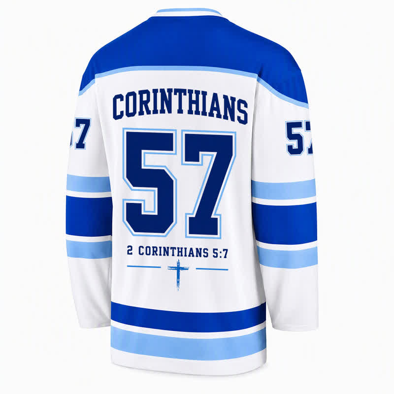 Christianartworkshop Walk By Faith Blue Stripe Langarm-Hockeytrikot - image 2