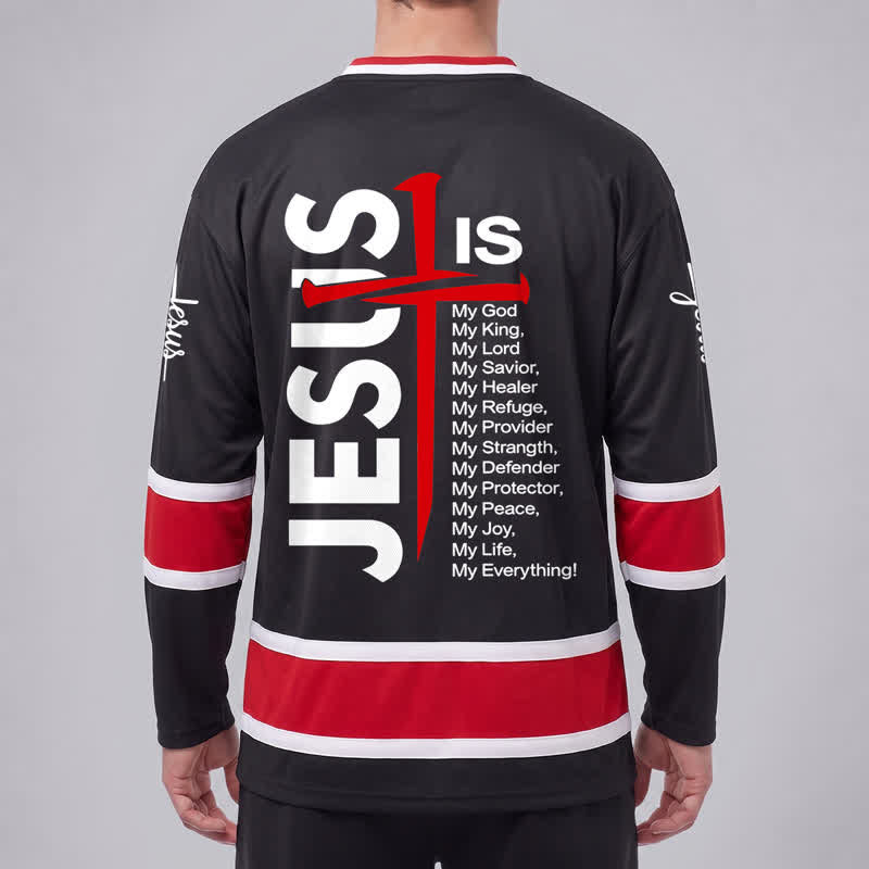 Christianartworkshop Schwarzes Hockeytrikot mit Jesus-Kreuz-Statement - image 4
