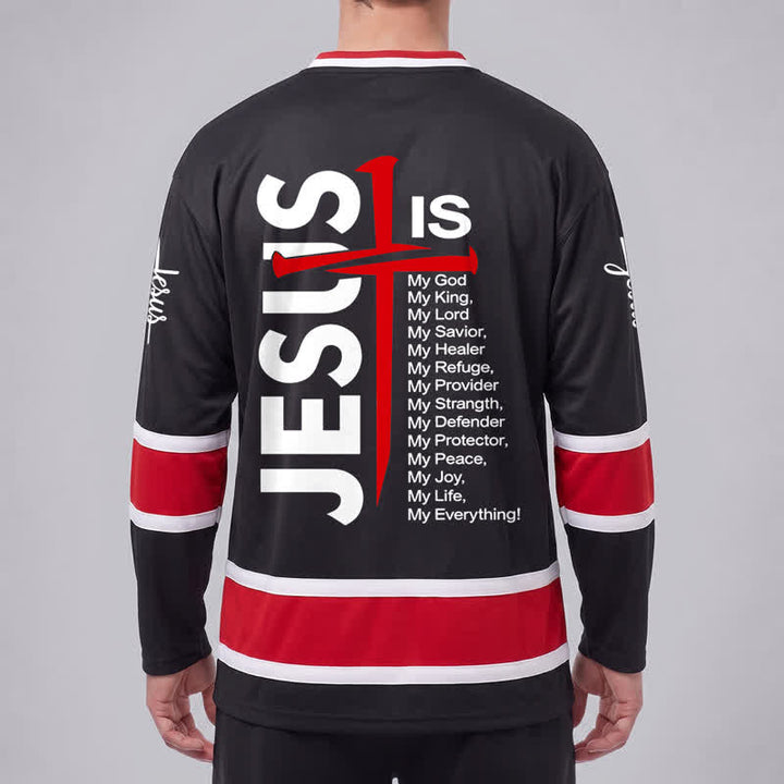 Christianartworkshop Schwarzes Hockeytrikot mit Jesus-Kreuz-Statement - image 4