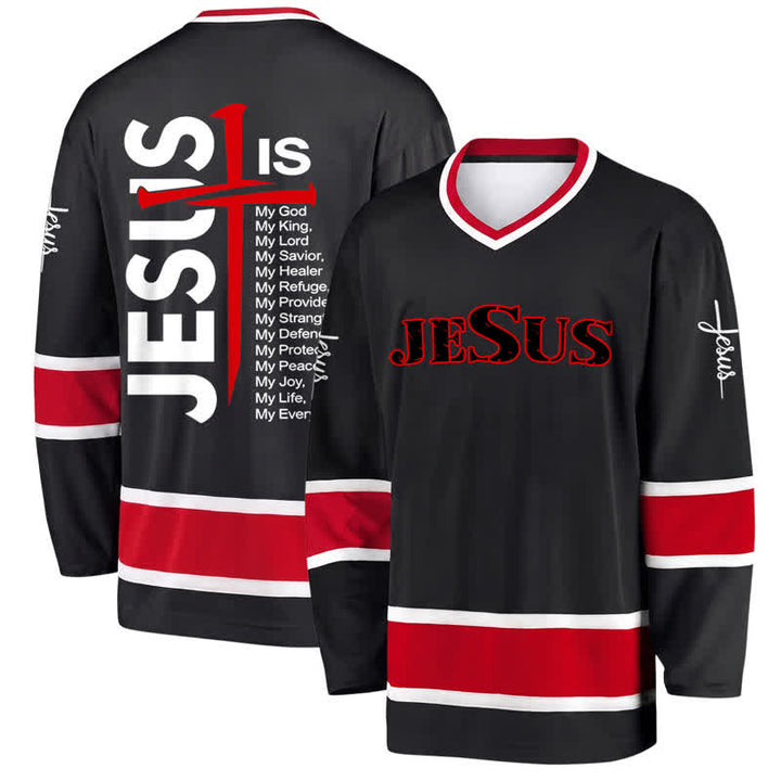 Christianartworkshop Schwarzes Hockeytrikot mit Jesus-Kreuz-Statement - 5XL - image 0