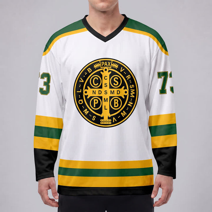 Christianartworkshop St. Benedict 73 Wappen Weiß Grün Gold Hockeytrikot - image 3