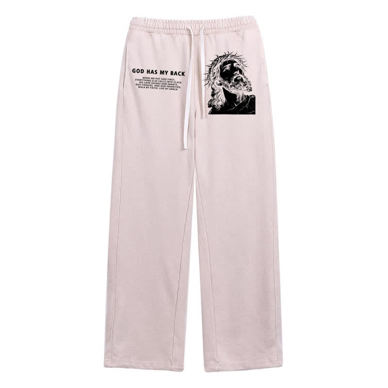 Christianartworkshop Gott steht mir bei, Jesusporträt, gewaschene Jogginghose. - Beige - 2XL - image 8