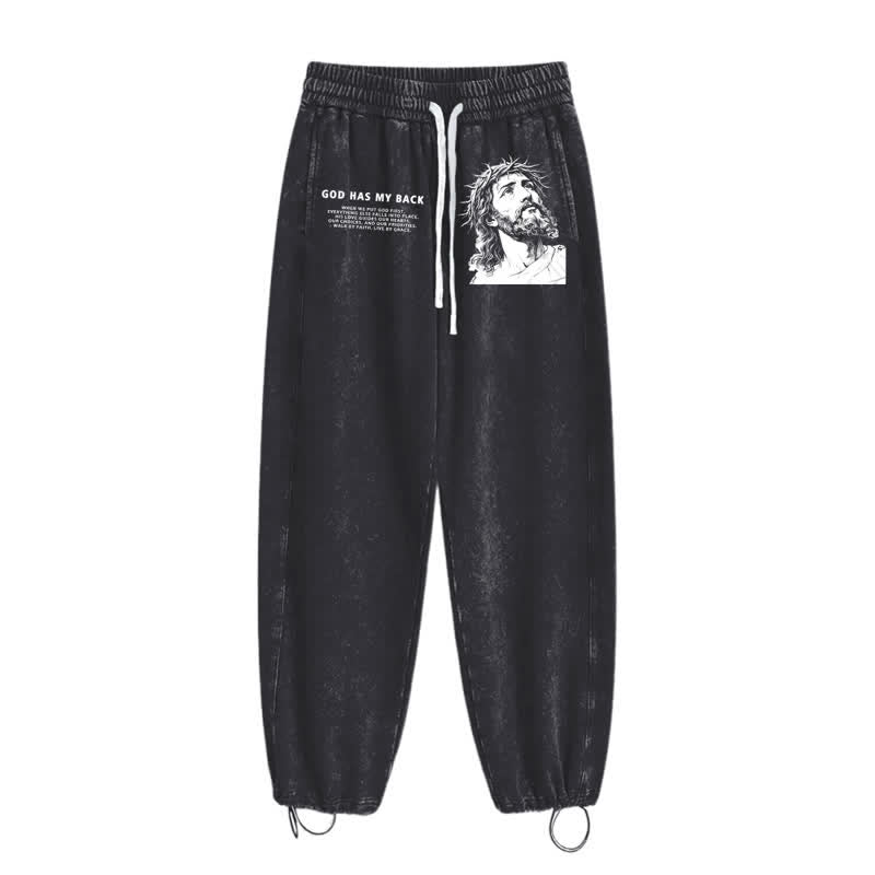 Christianartworkshop Gott steht mir bei, Jesusporträt, gewaschene Jogginghose. - image 2