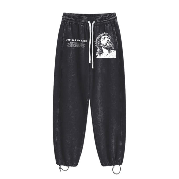 Christianartworkshop Gott steht mir bei, Jesusporträt, gewaschene Jogginghose. - image 2