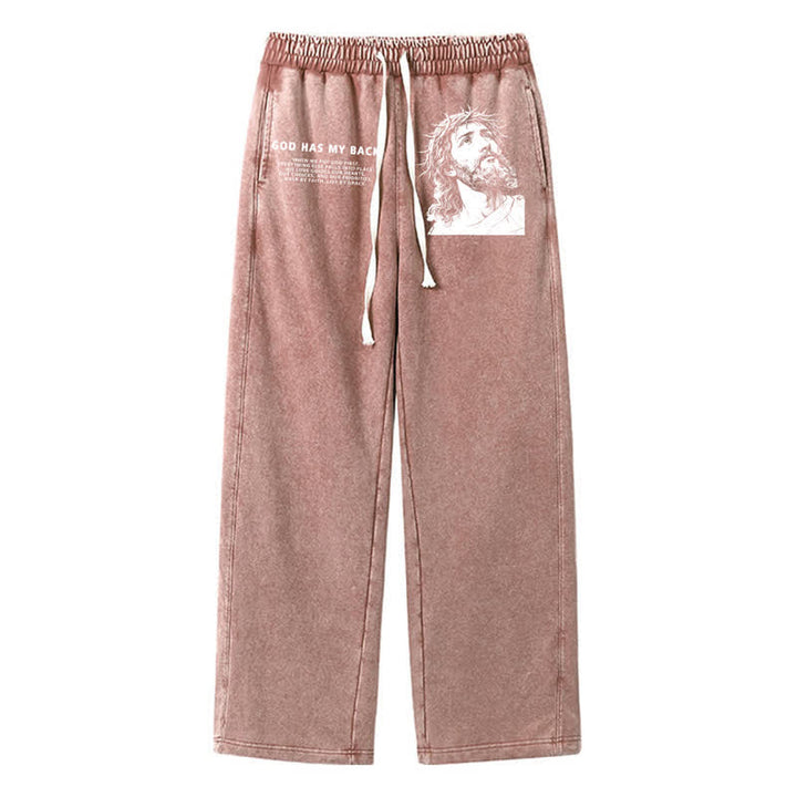 Christianartworkshop Gott steht mir bei, Jesusporträt, gewaschene Jogginghose. - Braun - 2XL - image 32