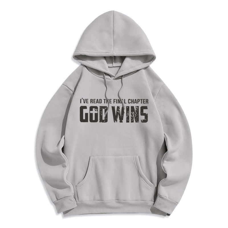 Christianartworkshop God Wins Vintage Print Oversized Fleece Pullover Hoodie - Grau - 2XL - image 0