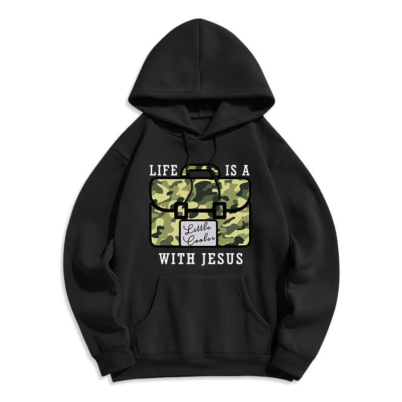 Christianartworkshop Fleece-Pullover-Hoodie mit Tarnmuster „Life With Jesus“ - Schwarz - 2XL - image 1