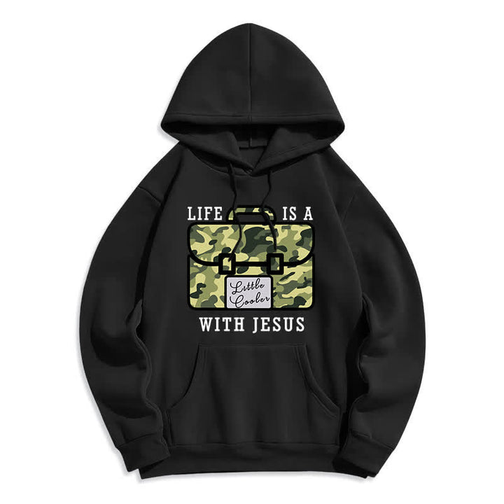 Christianartworkshop Fleece-Pullover-Hoodie mit Tarnmuster „Life With Jesus“ - Schwarz - 2XL - image 1