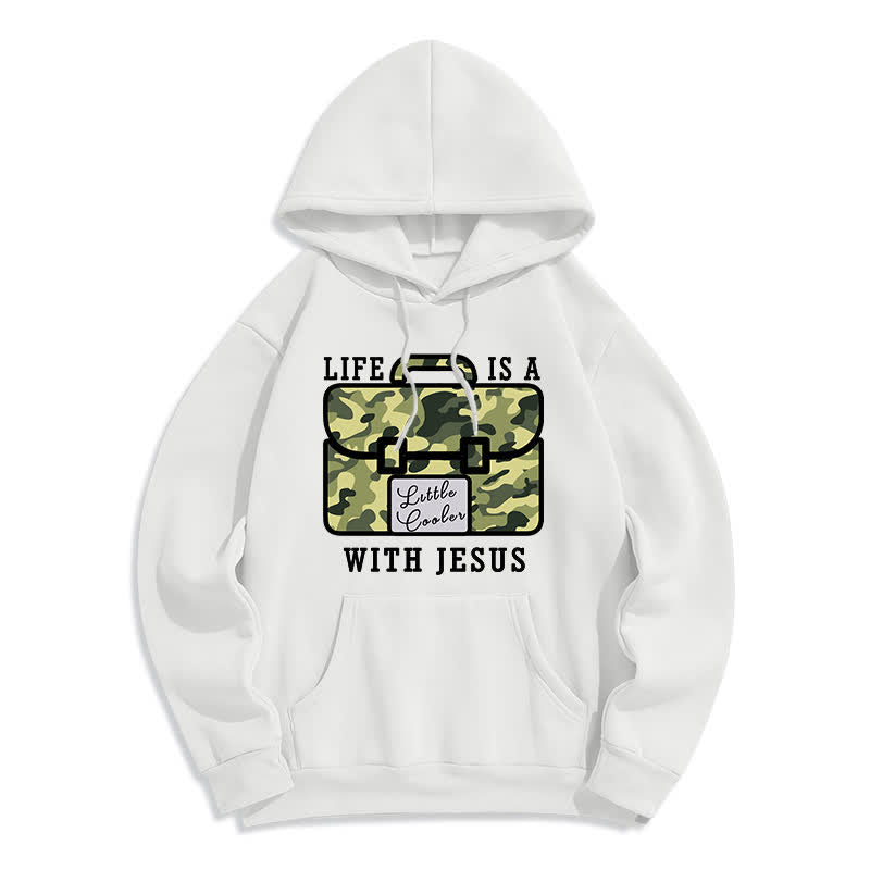 Christianartworkshop Fleece-Pullover-Hoodie mit Tarnmuster „Life With Jesus“ - Weiß - 2XL - image 0