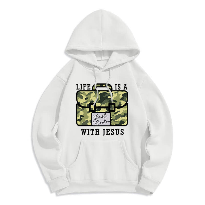 Christianartworkshop Fleece-Pullover-Hoodie mit Tarnmuster „Life With Jesus“ - Weiß - 2XL - image 0