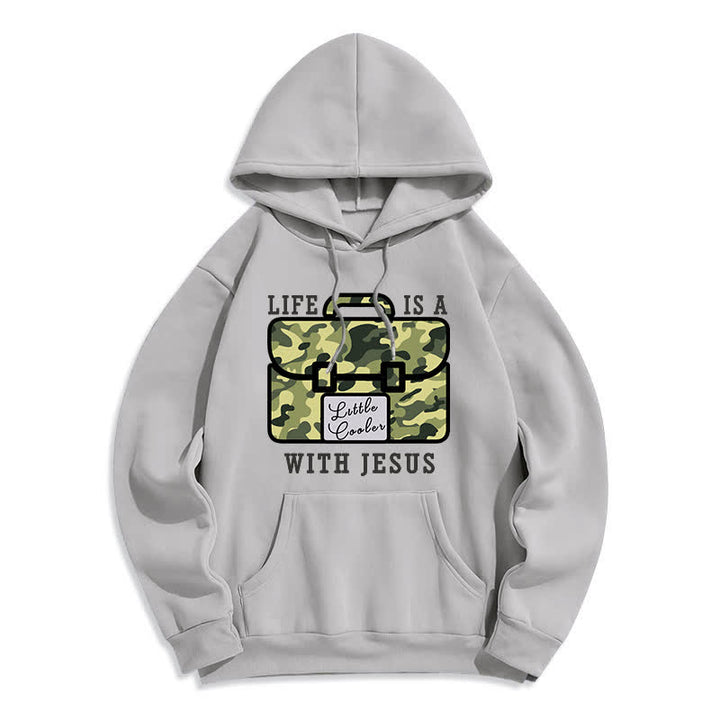 Christianartworkshop Fleece-Pullover-Hoodie mit Tarnmuster „Life With Jesus“ - Grün - 2XL - image 2