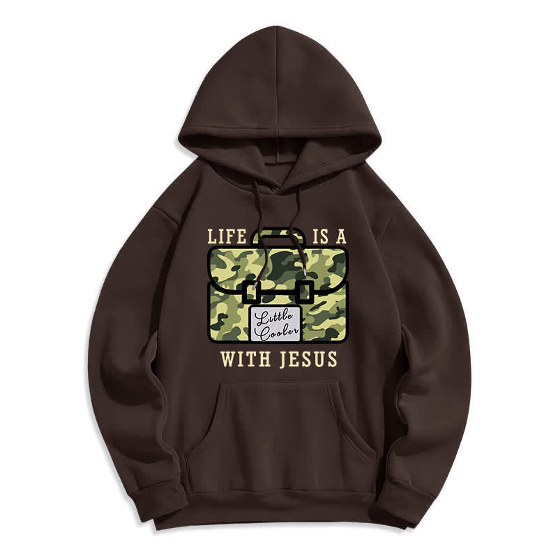 Christianartworkshop Fleece-Pullover-Hoodie mit Tarnmuster „Life With Jesus“ - Beige - 2XL - image 4