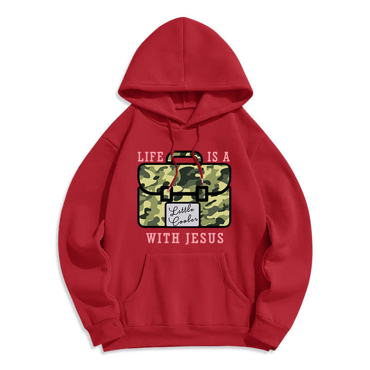Christianartworkshop Fleece-Pullover-Hoodie mit Tarnmuster „Life With Jesus“ - Rot - 2XL - image 6
