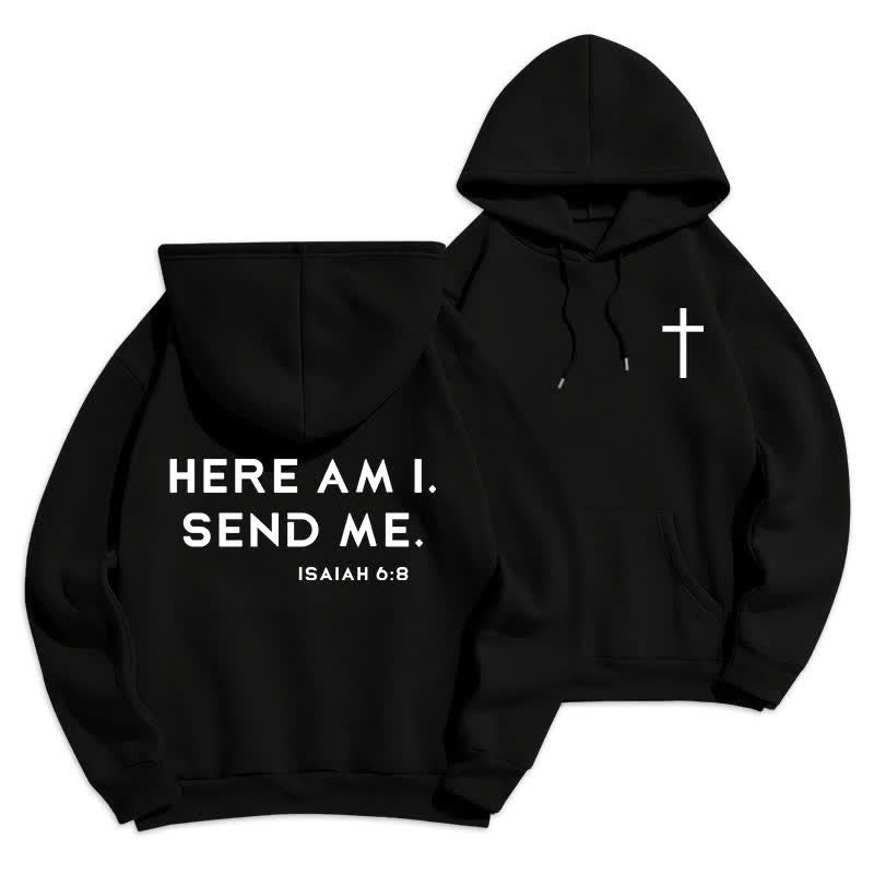 Christianartworkshop Hier bin ich, sende mich – Jesaja 6,8 – Fleece-Hoodie - Schwarz - 2XL - image 0