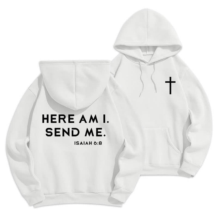 Christianartworkshop Hier bin ich, sende mich – Jesaja 6,8 – Fleece-Hoodie - Weiß - 2XL - image 3