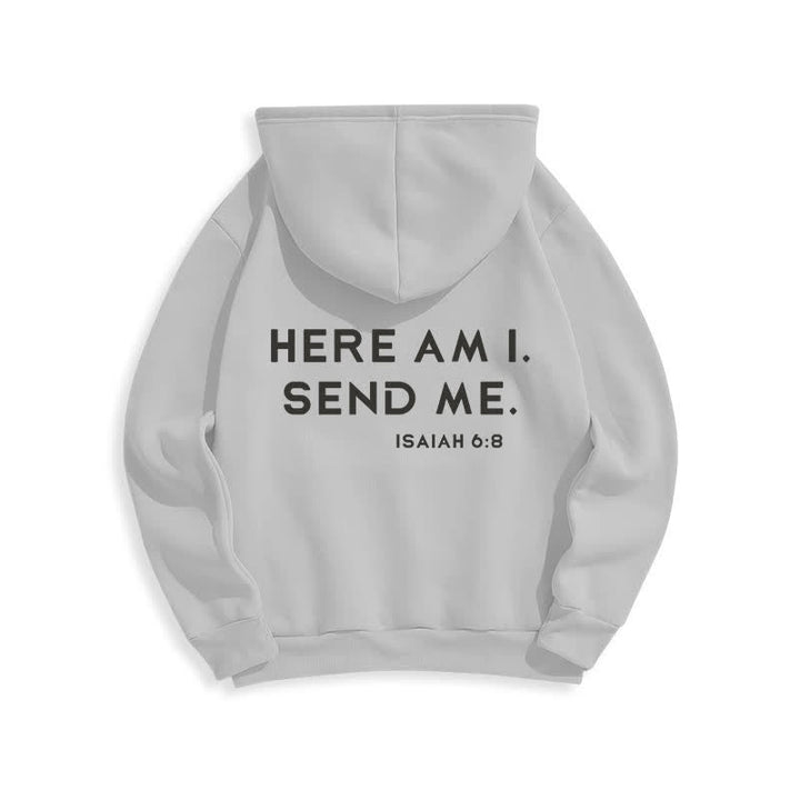 Christianartworkshop Hier bin ich, sende mich – Jesaja 6,8 – Fleece-Hoodie - Grau - 2XL - image 10