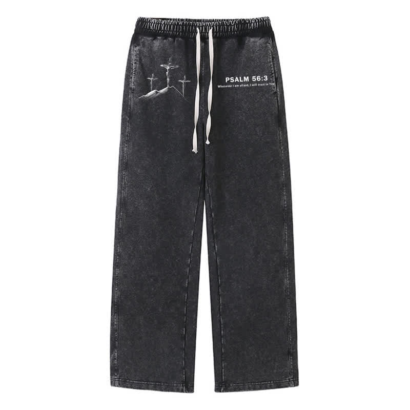 Christianartworkshop Psalm 56:3 Kreuzgrafik Blush Washed Sweatpants - Schwarz - 2XL - image 8