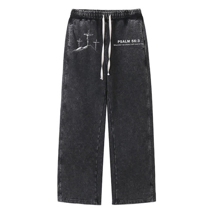 Christianartworkshop Psalm 56:3 Kreuzgrafik Blush Washed Sweatpants - Schwarz - 2XL - image 8