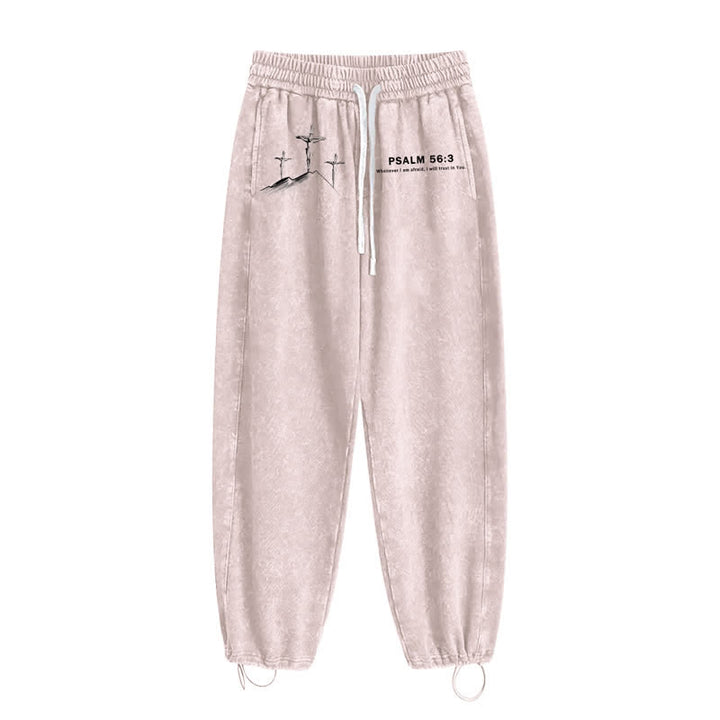 Christianartworkshop Psalm 56:3 Kreuzgrafik Blush Washed Sweatpants - image 2